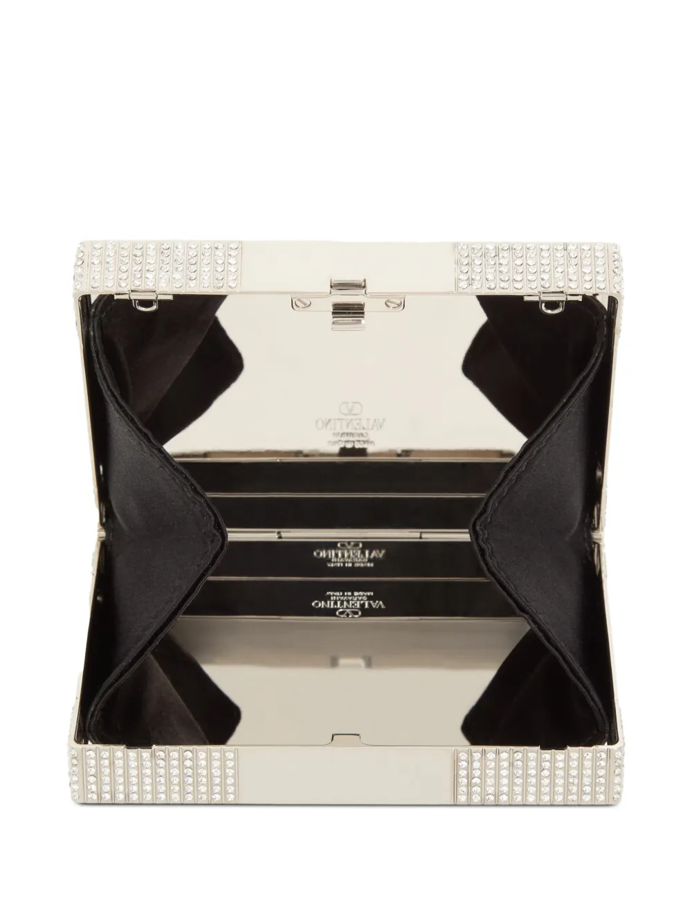 Valentino Garavani Minaumorphe minaudière van metaal met Swarovski kristallen en satijnen hoes Zwart