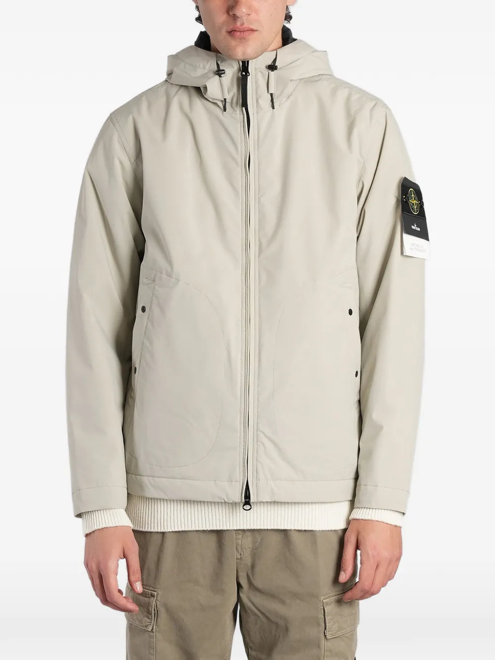 Stone Island 4100108 Soft Shell-R_E.Dye® Technology hooded jacket with wind- and water-resistant membrane - men - Polyester/Polyester/Elastane/Po...