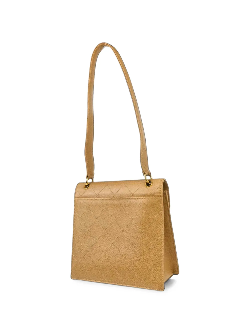 CHANEL Pre-Owned 1997-1999 schoudertas van caviarleer met CC-draaislot Beige