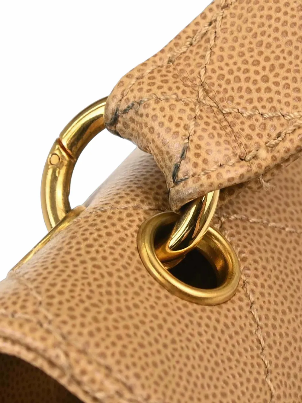 CHANEL Pre-Owned 1997-1999 schoudertas van caviarleer met CC-draaislot Beige