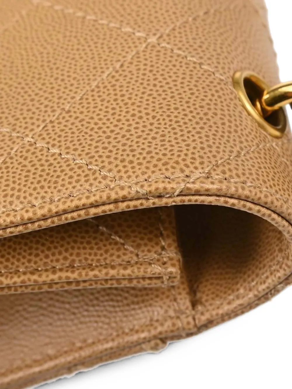 CHANEL Pre-Owned 1997-1999 schoudertas van caviarleer met CC-draaislot Beige