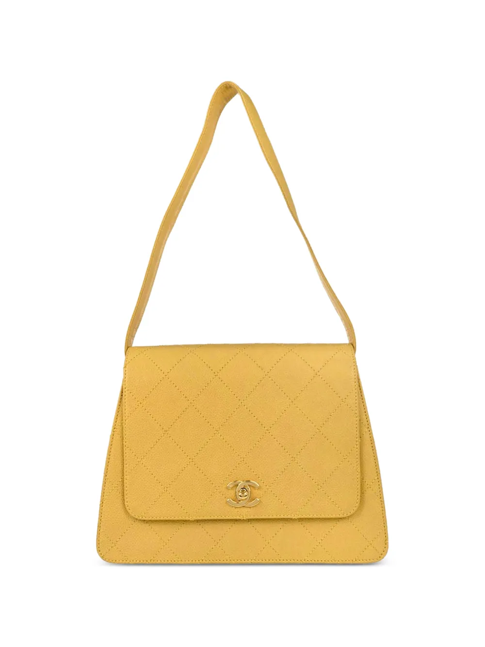CHANEL Pre-Owned 1997-1999 caviar leather quilted handbag - Giallo