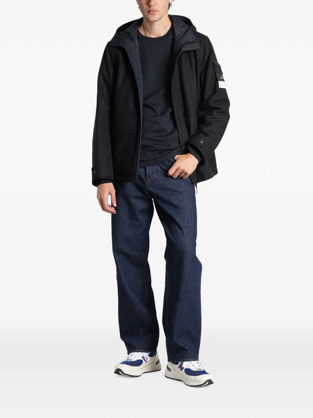 Stone Island 4100018 wollen nylon Flannel_S.I ghost jack Zwart
