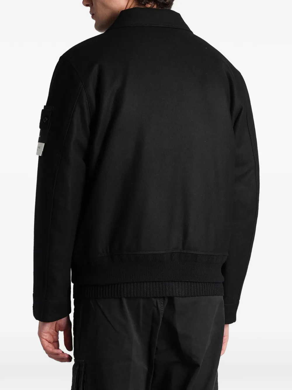 Stone Island 4100017 Flannel_S.I. wollen nylon ghost jack Zwart