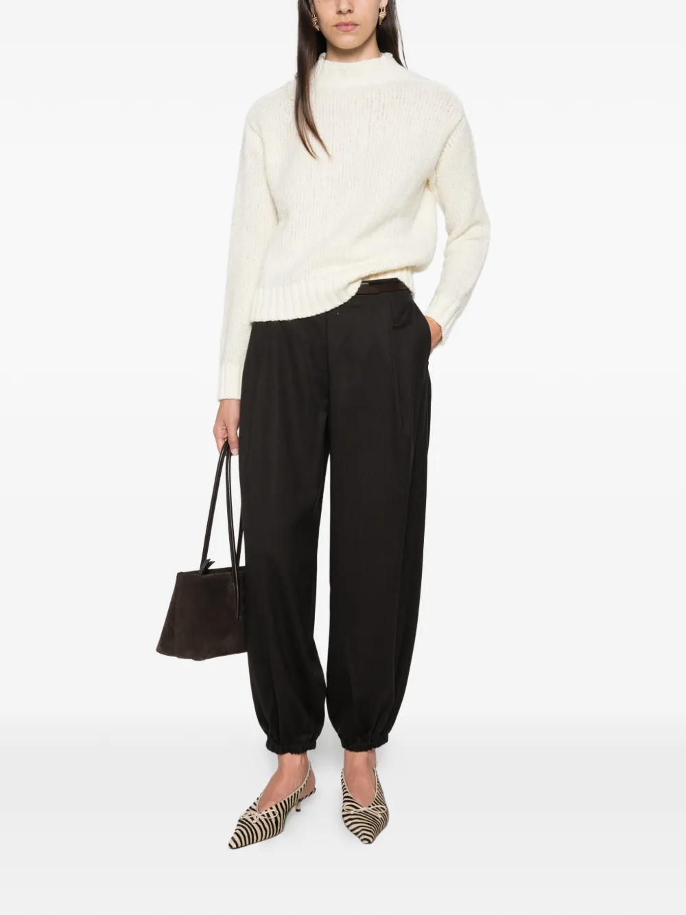 Herno bouclé ribbed-trim sweater Beige