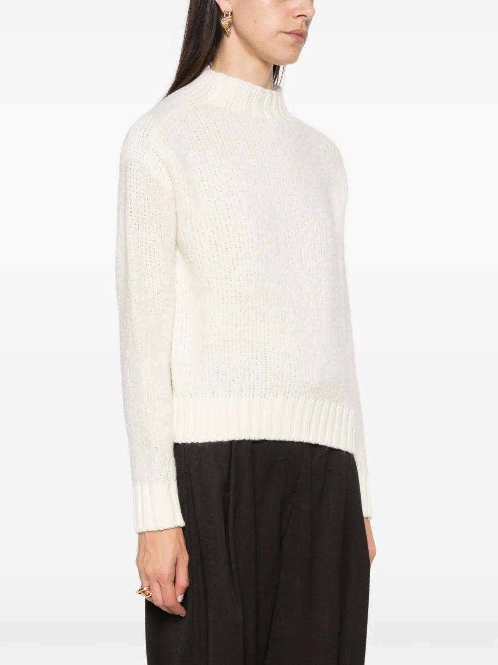Herno bouclé ribbed-trim sweater Beige