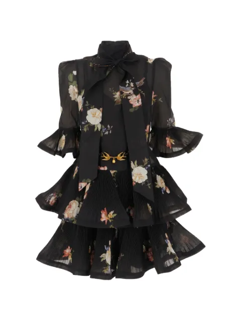 ZIMMERMANN floral-print tiered mini dress