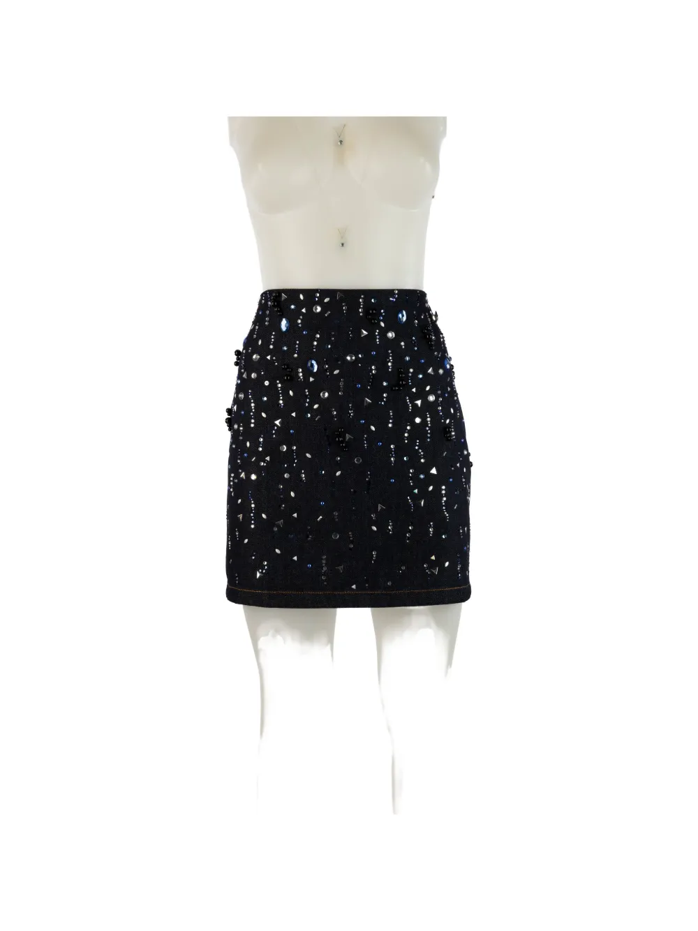 Genny crystal-embellished denim mini skirt