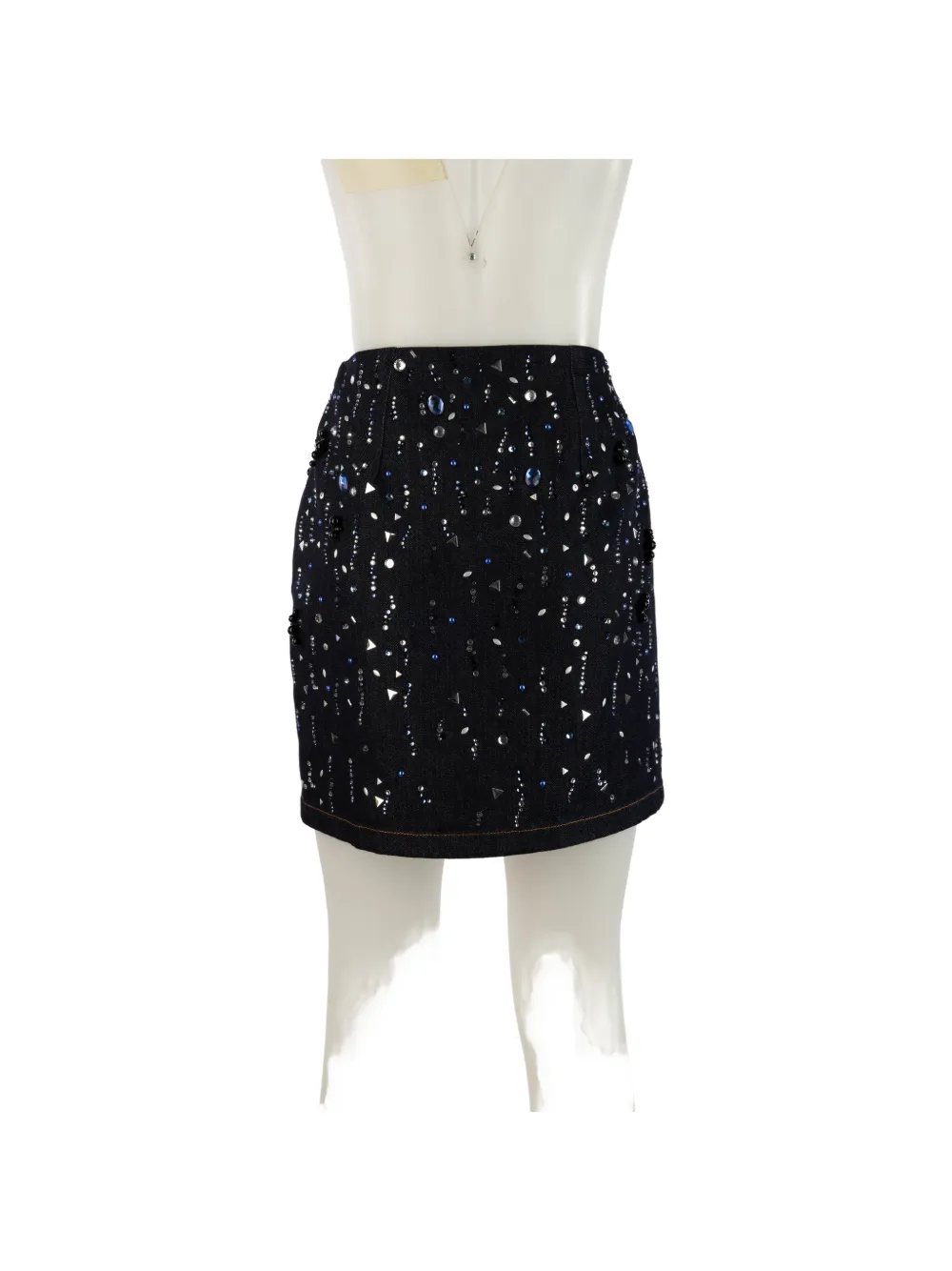Genny Mini-rok verfraaid met kristallen Blauw