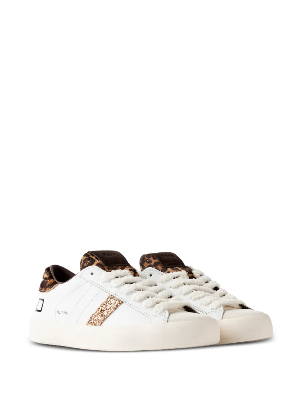D.A.T.E. Hill Low leopard-print leather low-top sneakers Wit