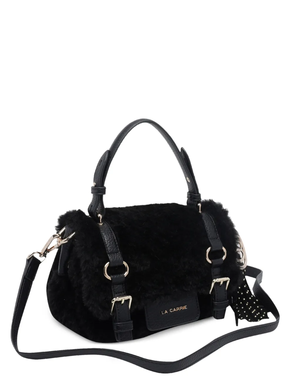 La Carrie Teddy clutch met gespdetail Zwart