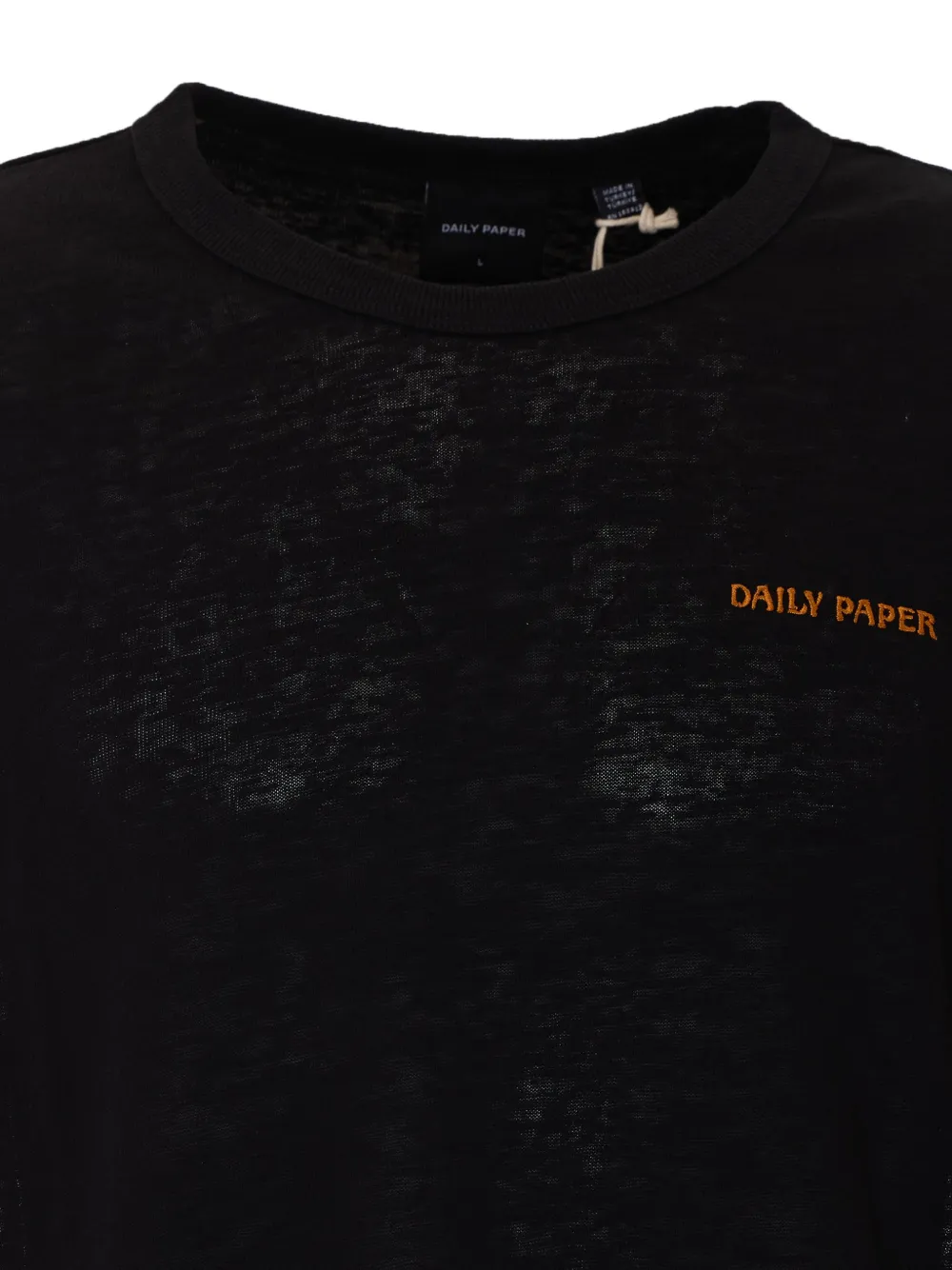 Daily Paper Slubtextuur T-shirt met logoborduurwerk Zwart