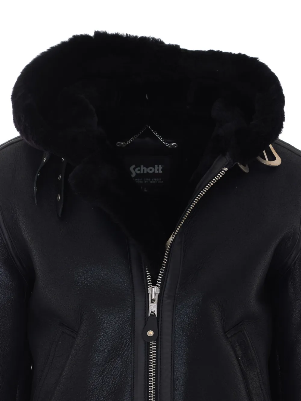 Schott Black To Hood jack met gesp-detail Zwart