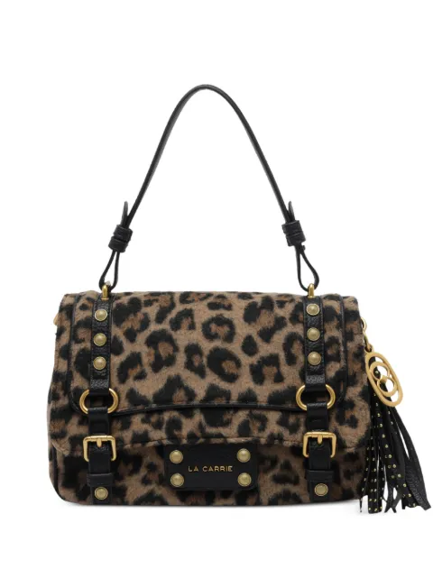 La Carrie Atena leopard-print studded shoulder bag