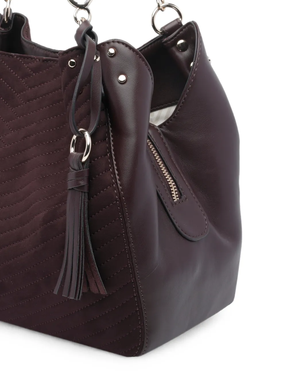 LIU JO Shopper met chevron-stiksel en kwast Rood