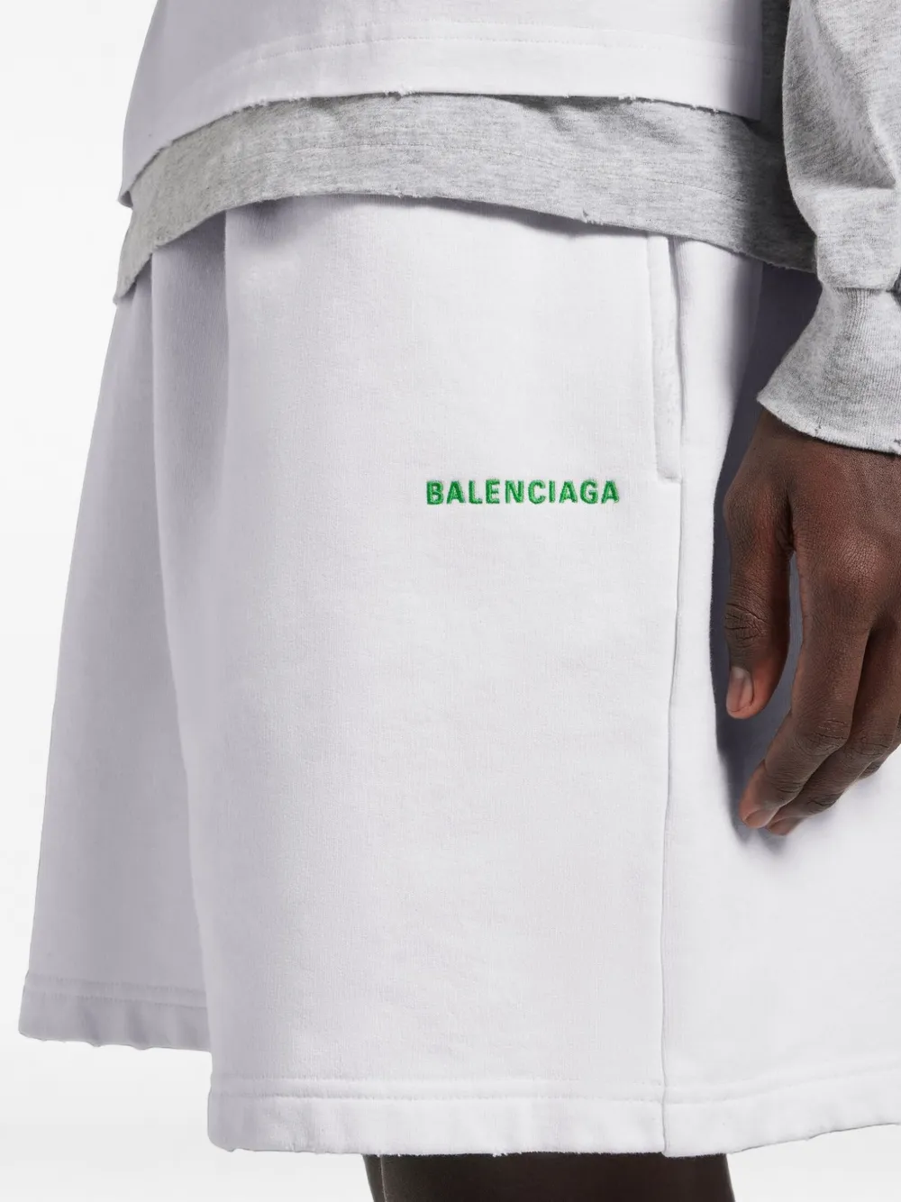 Balenciaga Shorts met geborduurd logo Wit