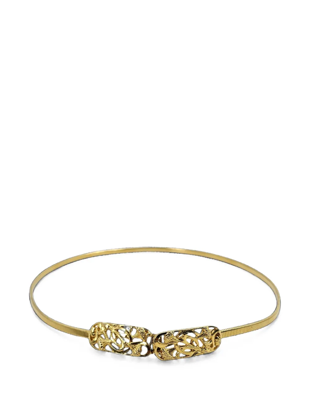 Pre-owned Madison 1970s Floral-buckle Snake-chain Belt In Gold