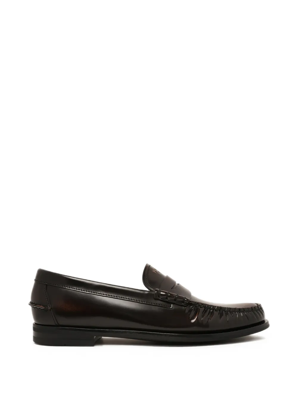 Prada brushed leather loafers - Marrone
