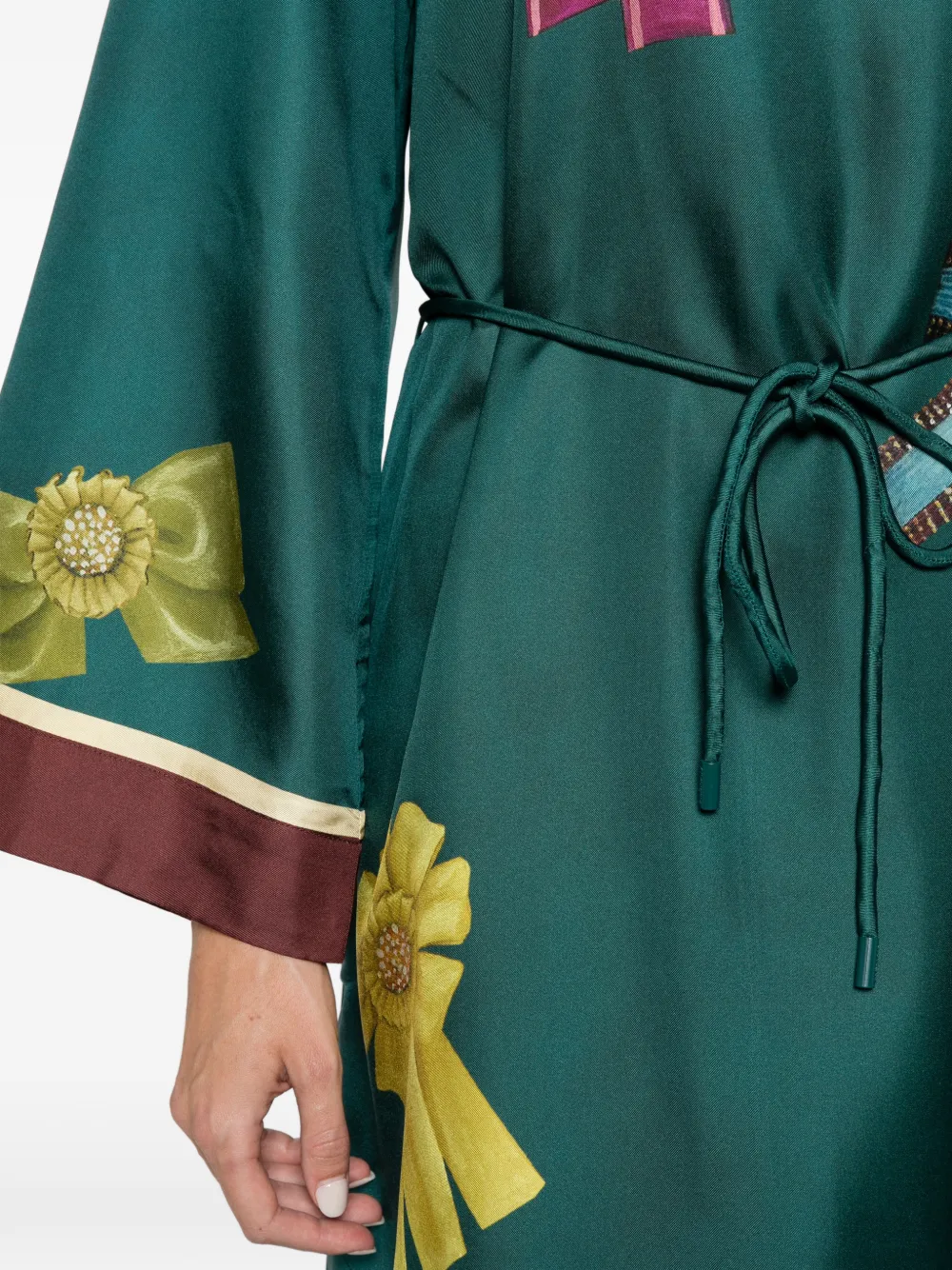 ALEMAIS Rosette silk midi dress Groen