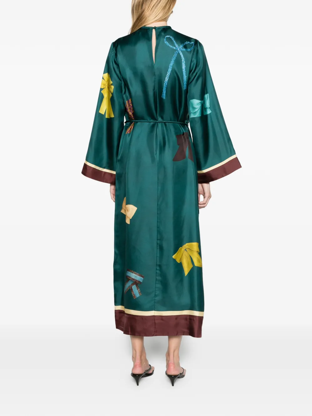ALEMAIS Rosette silk midi dress Groen