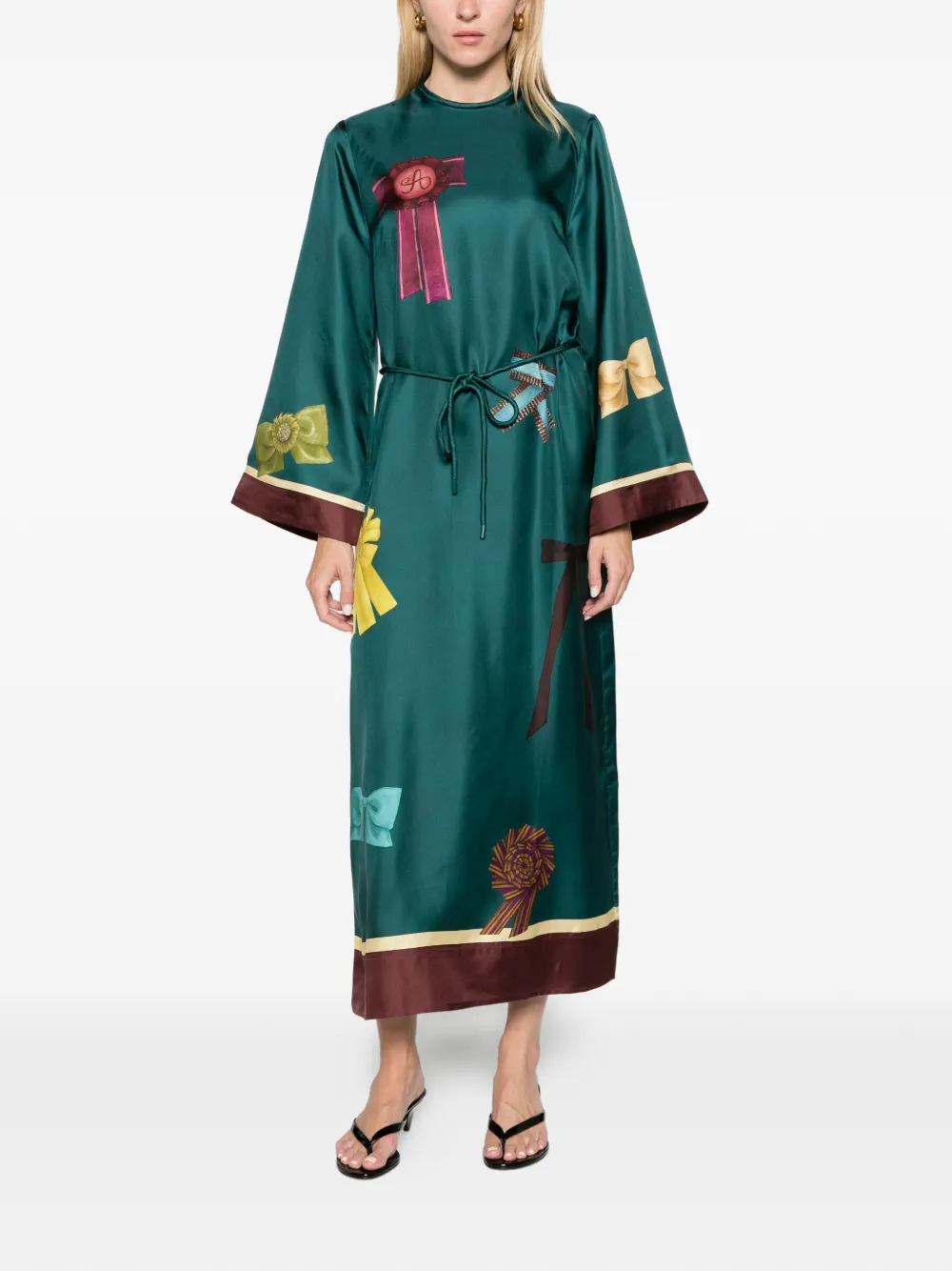 ALEMAIS Rosette silk midi dress - Green