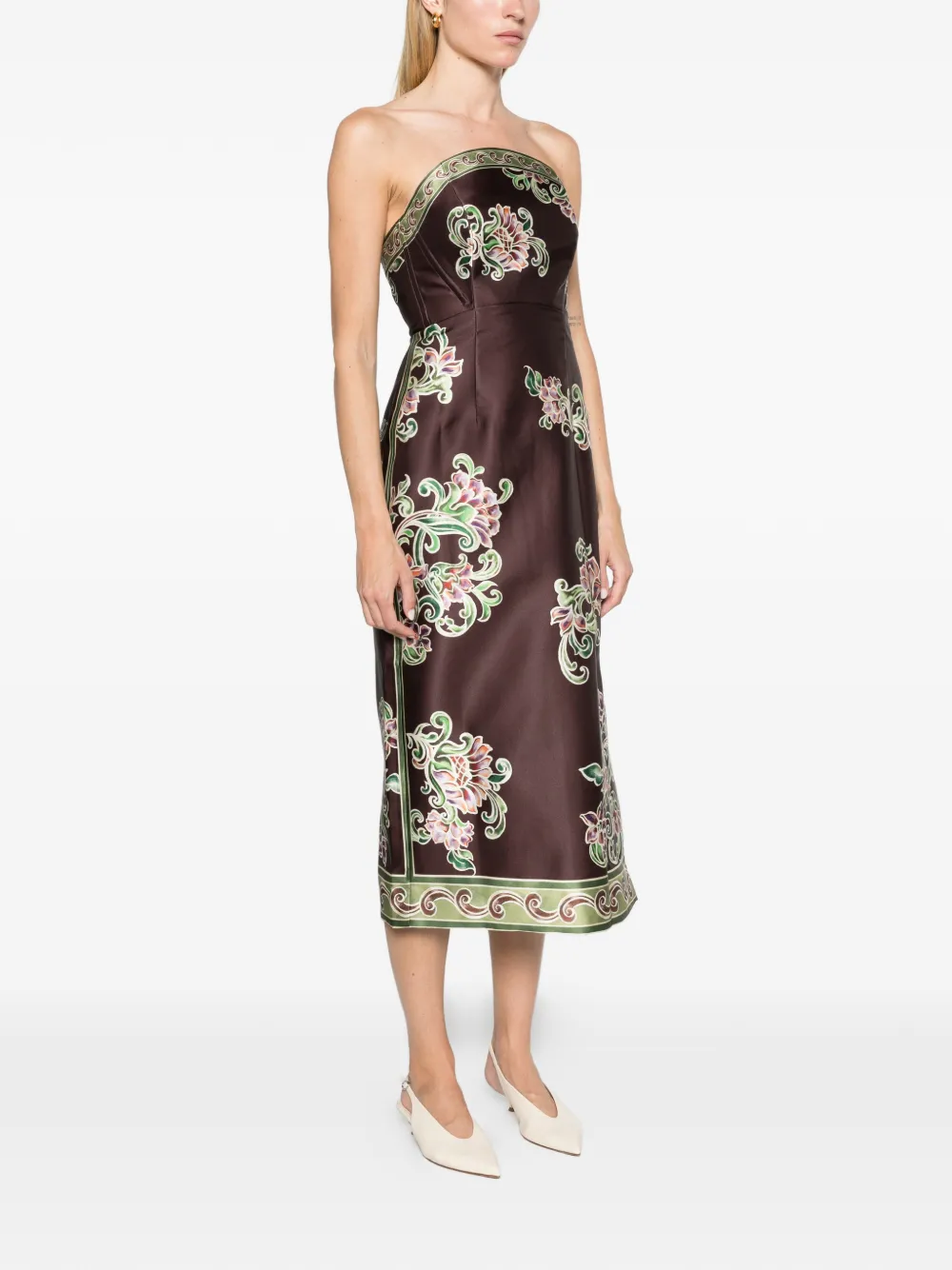 ALEMAIS Josie bodice midi dress Bruin