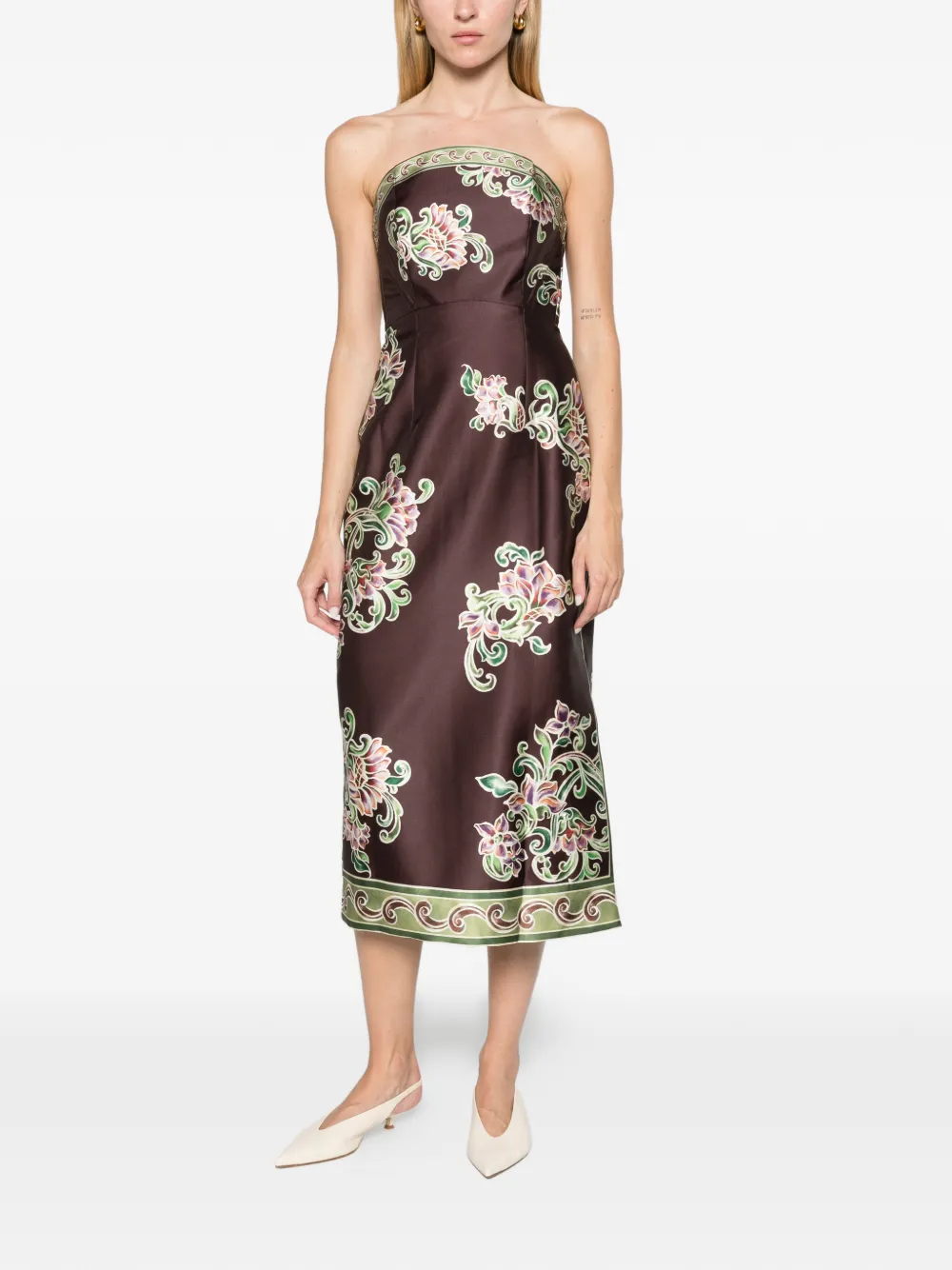 ALEMAIS Josie bodice midi dress - Brown