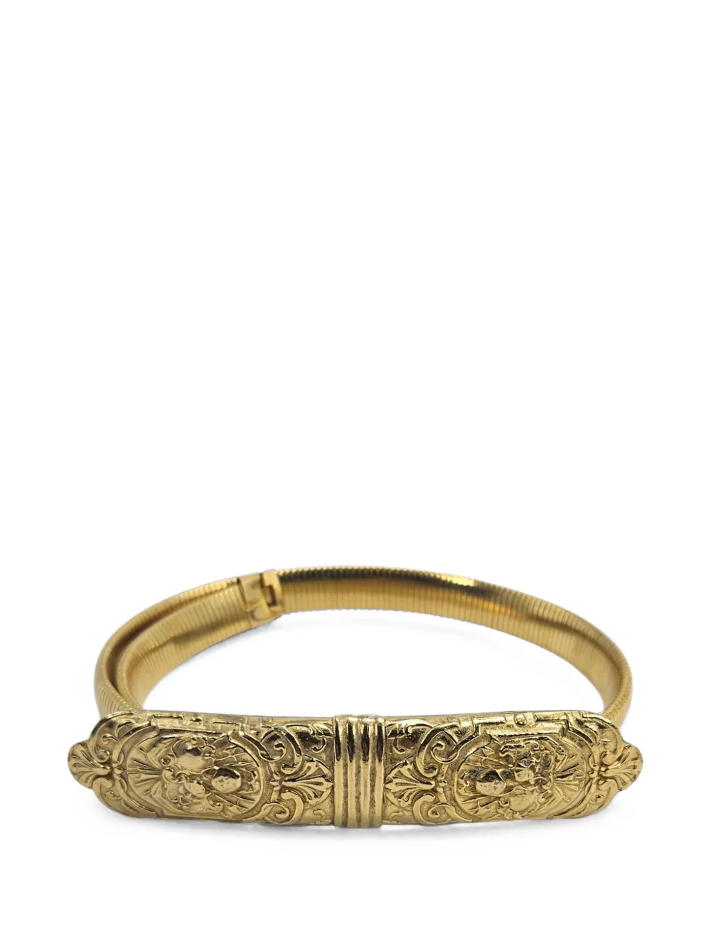 Madison Stretch-link Ornate-buckle Belt In Gold