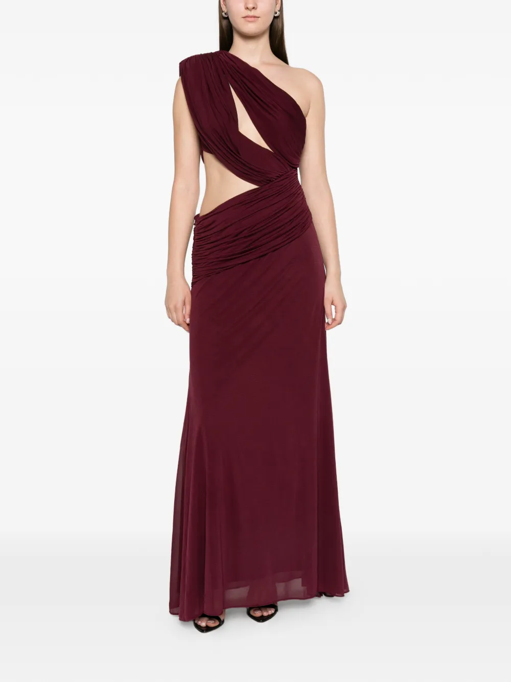 ARCINA ORI Sophie asymmetric cut-out maxi dress Paars