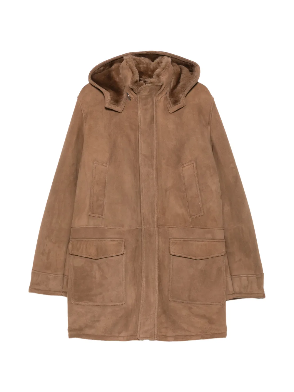 Arma Levy Hooded Suede Jacket In Brown