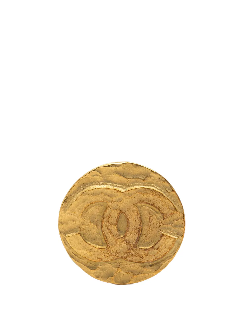 CHANEL Pre-Owned 1994 CC Gold Plated Round Pin Brooch costume brooch - Oro