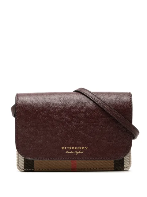 Burberry Pre-Owned bolsa crossbody Hampshire Wallet on Chain de piel de becerro granulada y lona House Check 2000-2017