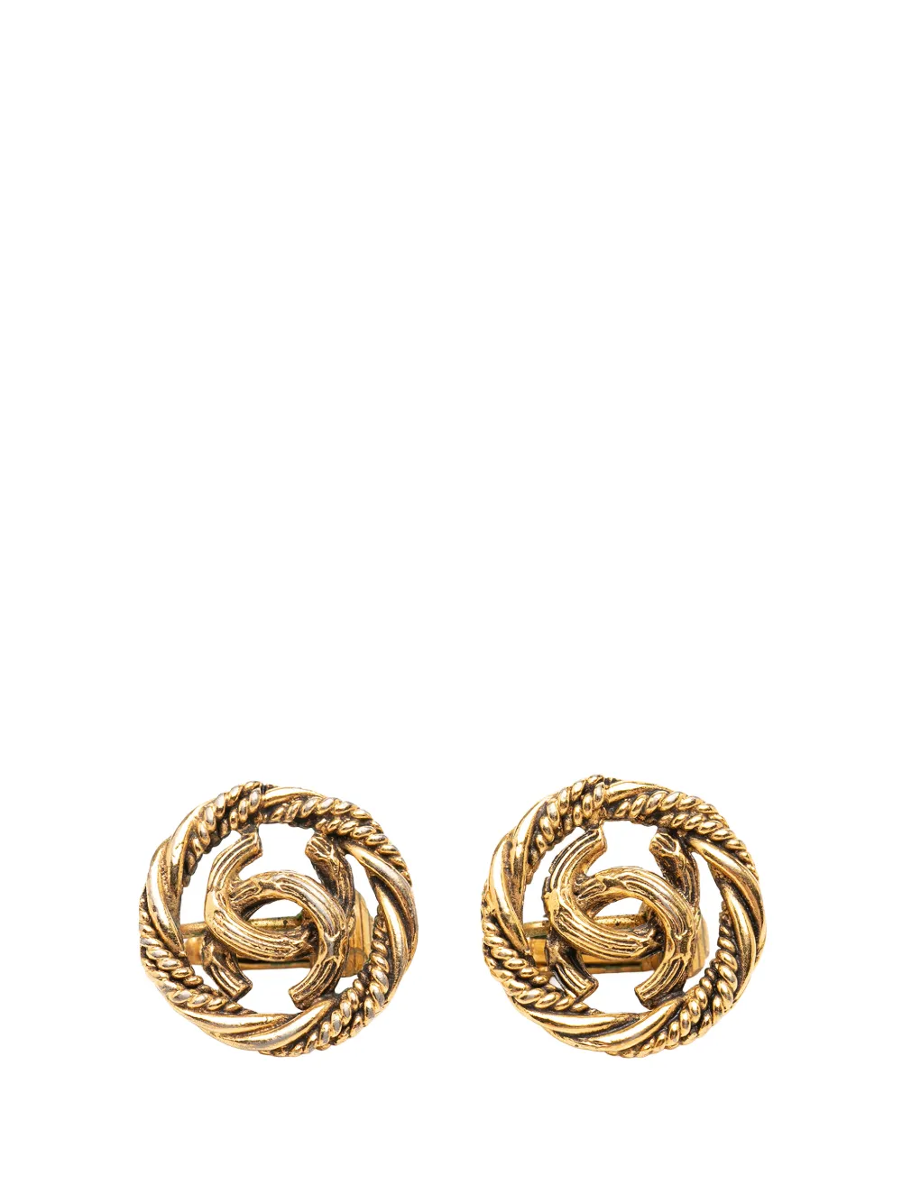 CHANEL Pre-Owned 1950-1970 CC Gold Plated Twisted Round Clip On Earrings costume earrings - Oro