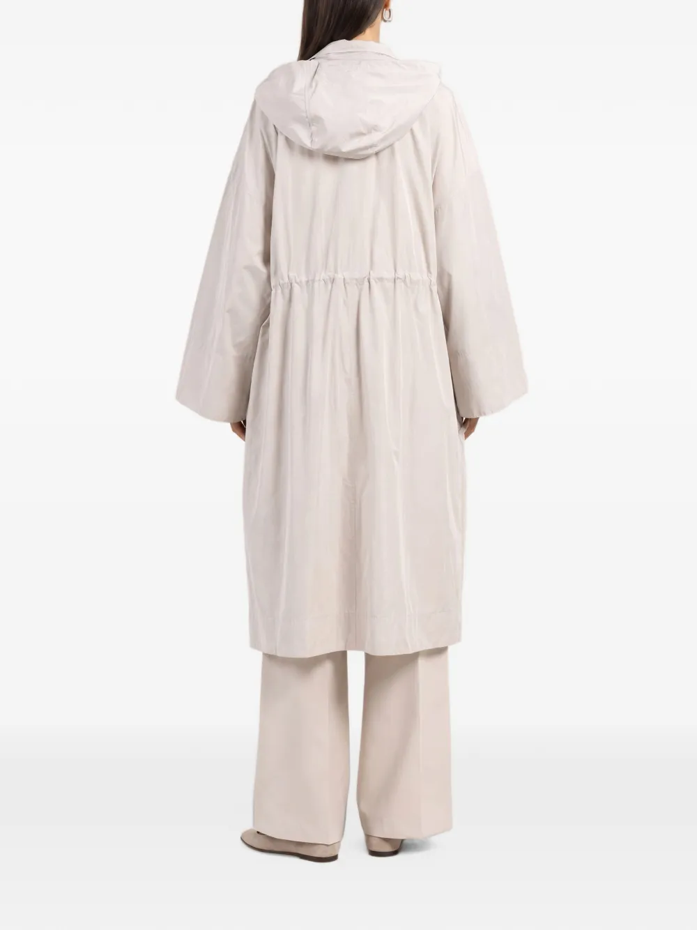Brunello Cucinelli drawstring-waist hooded oversized coat Beige