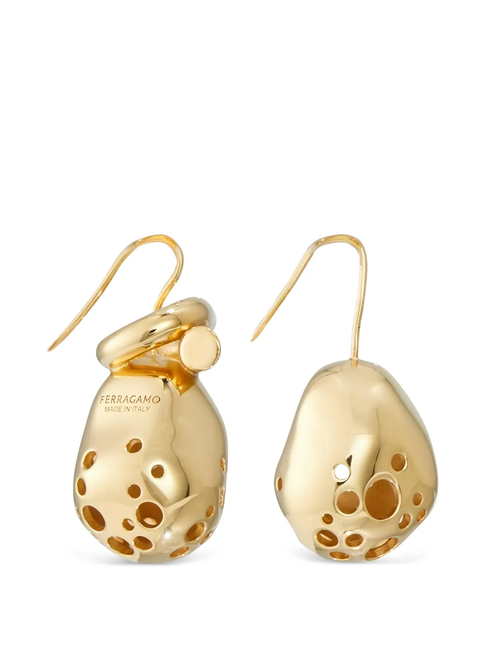 Ferragamo Hängeohrringe mit skulpturalem Cut-Out - Gold