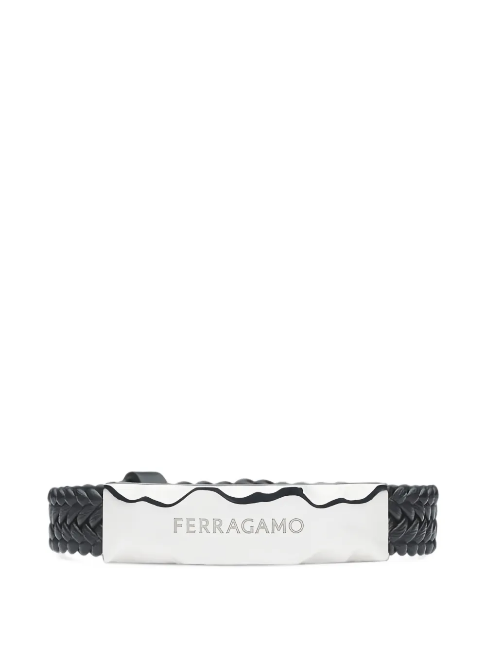 Ferragamo braided leather brass bracelet - Silber