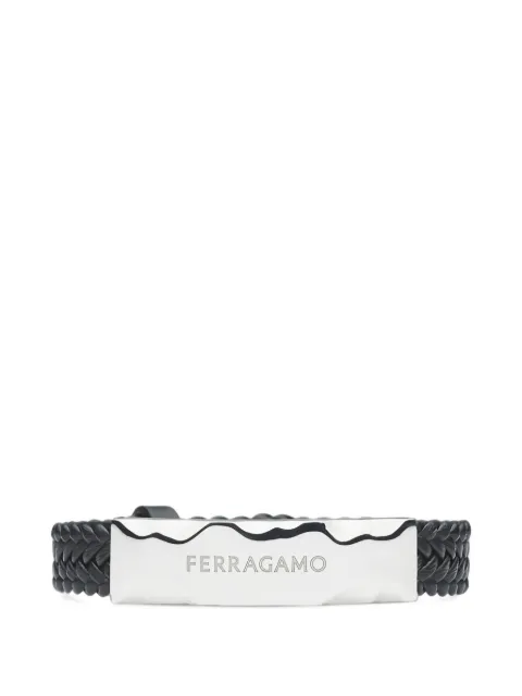 Ferragamo braided leather brass bracelet