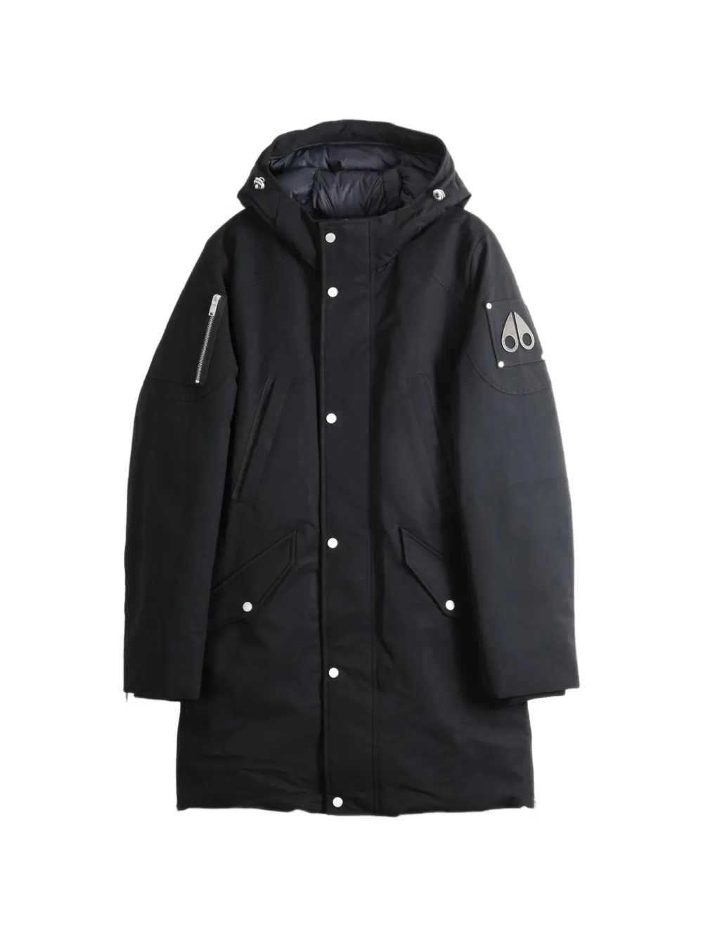 Moose Knuckles logo-plaque hooded parka coat - Nero