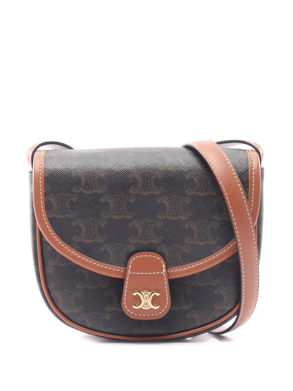 Celine Pre-Owned 2015-2026 Mini Triomphe Coated Canvas Besace crossbody bag - Brown