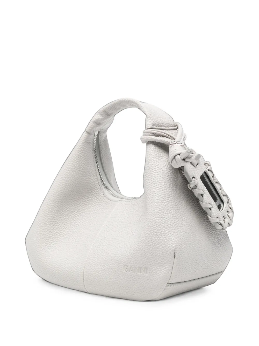GANNI Bou knotted leather tote bag Grijs