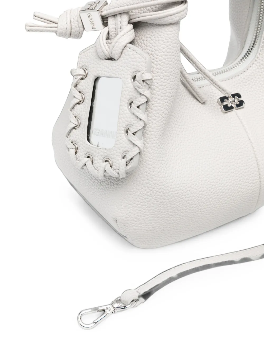 GANNI Bou knotted leather tote bag Grijs