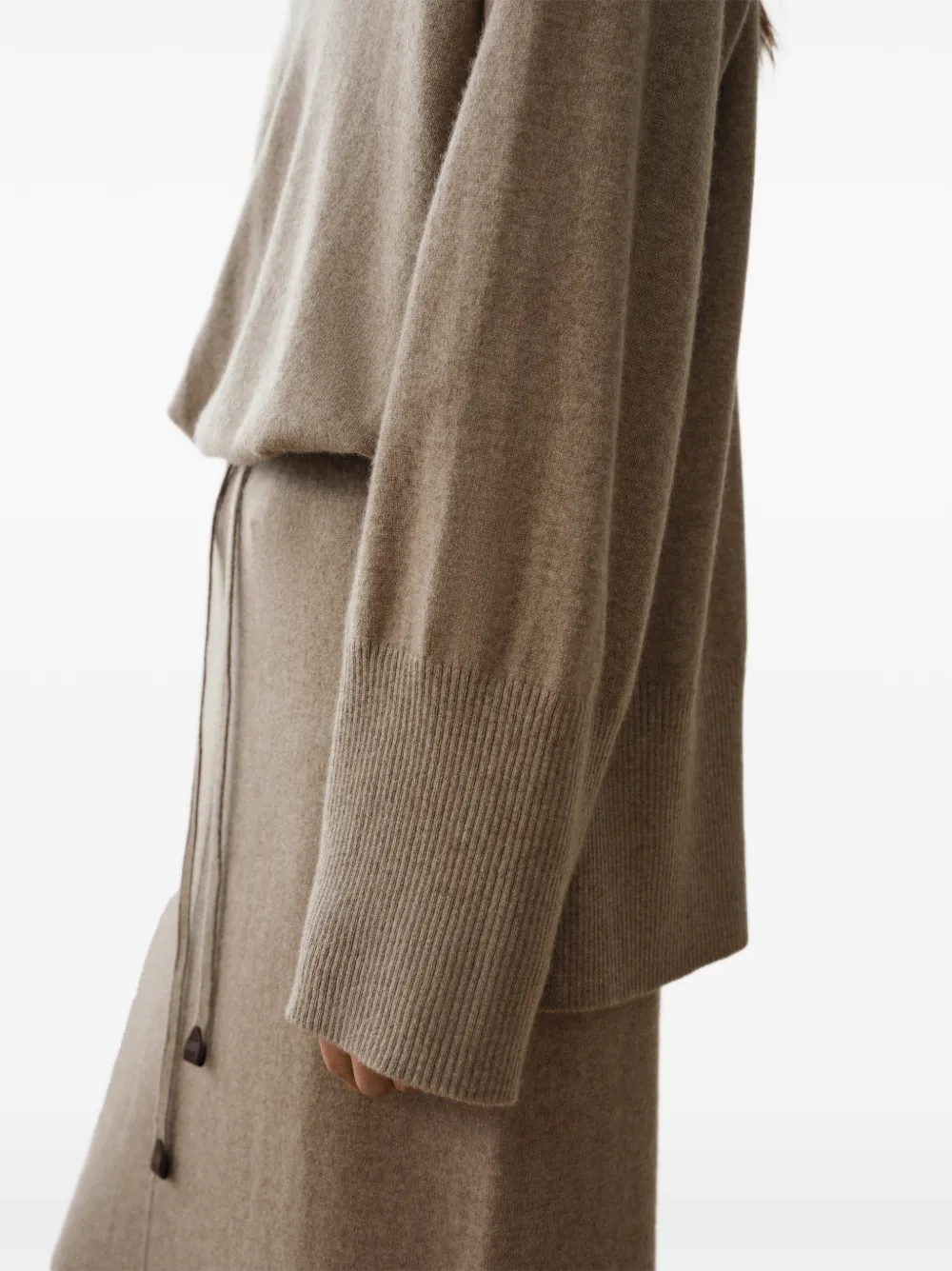 LESS cashmere drawstring midi skirt Beige