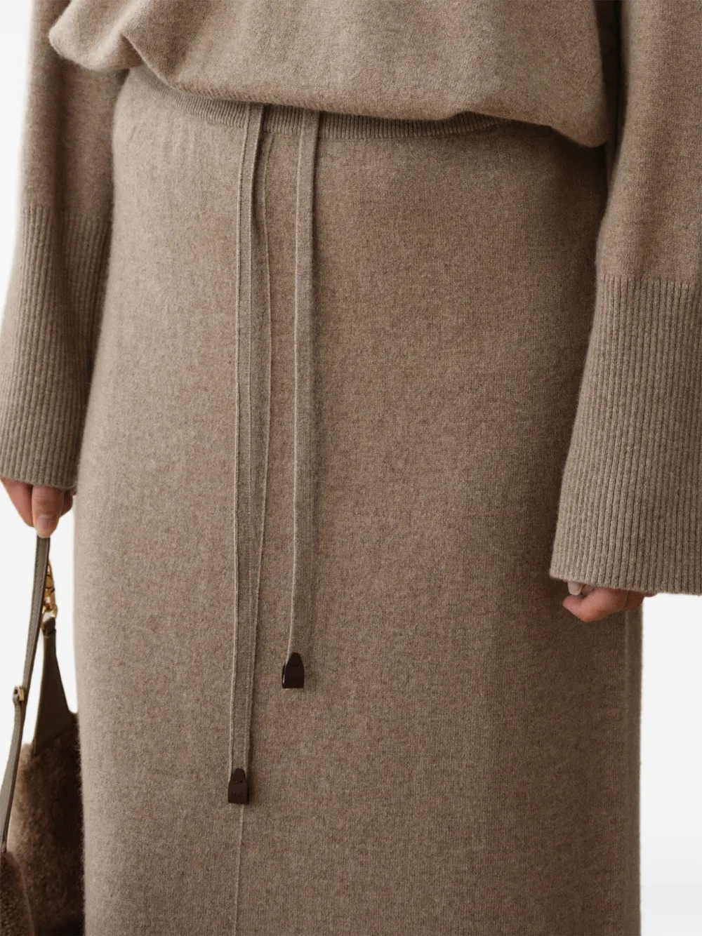 LESS cashmere drawstring midi skirt Beige