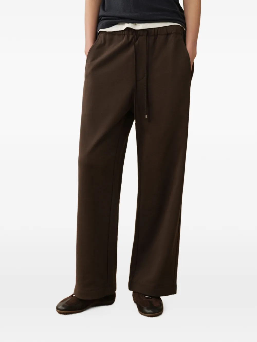 LESS Straight broek met trekkoord Bruin