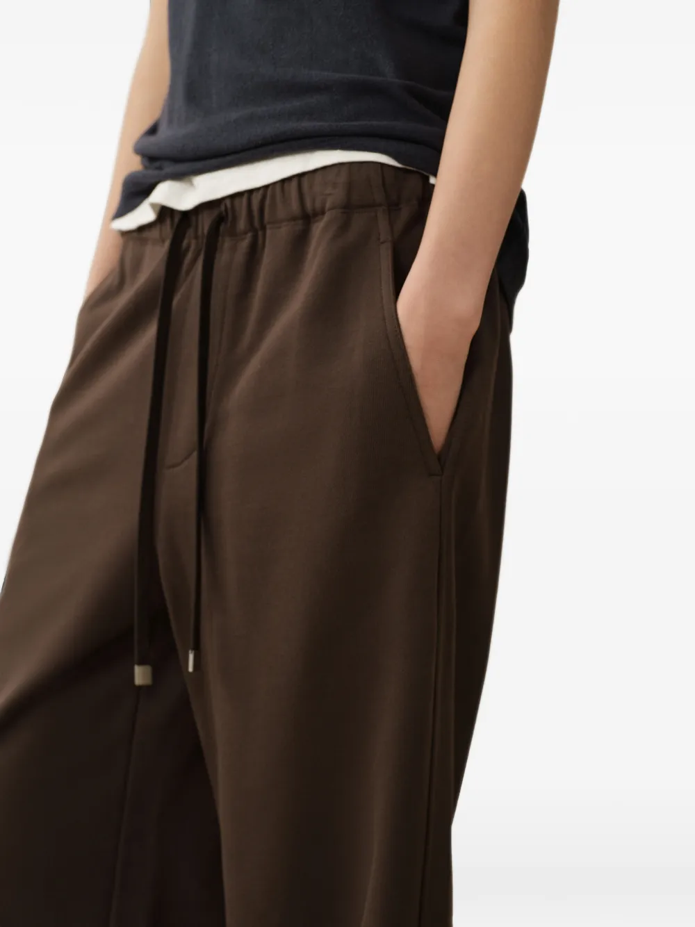 LESS Straight broek met trekkoord Bruin