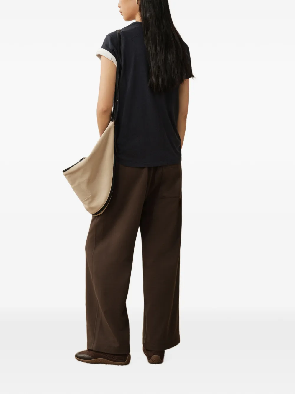 LESS Straight broek met trekkoord Bruin