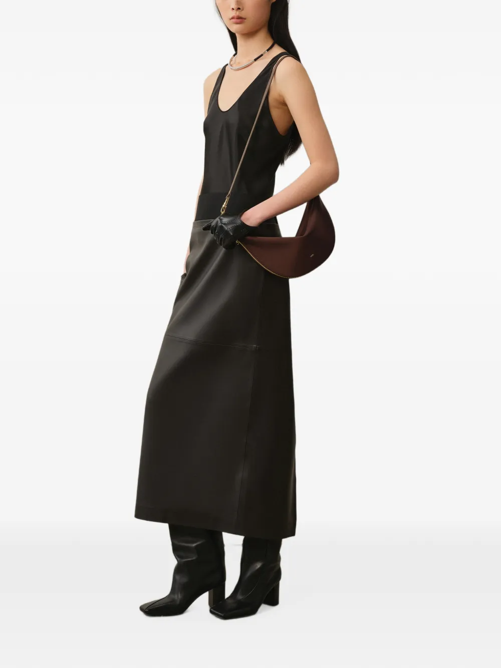 LESS H-Silhouette midi skirt Zwart