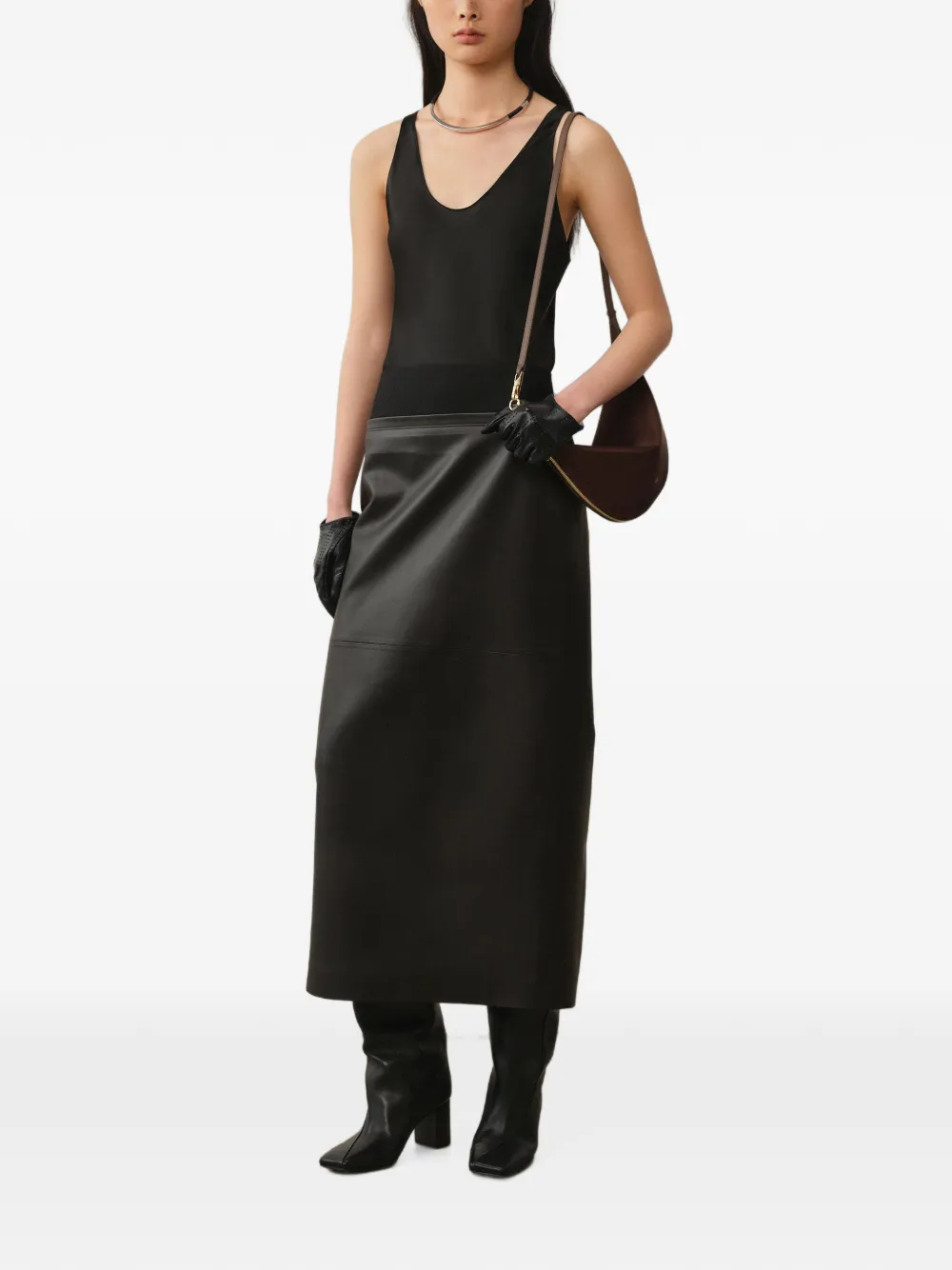 LESS H-Silhouette midi skirt Zwart