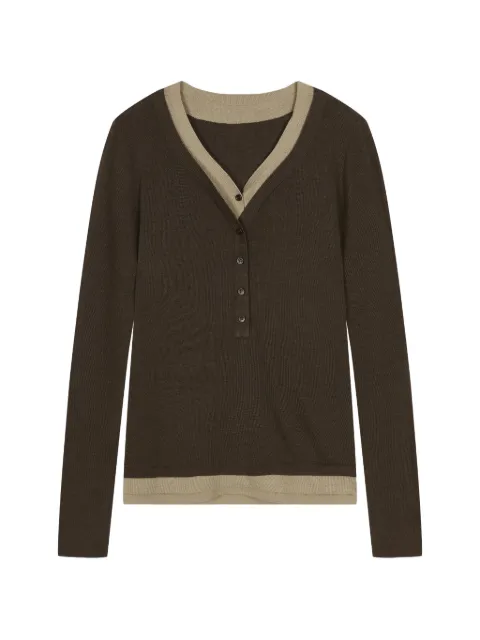 LESS layered-effect button-placket sweater