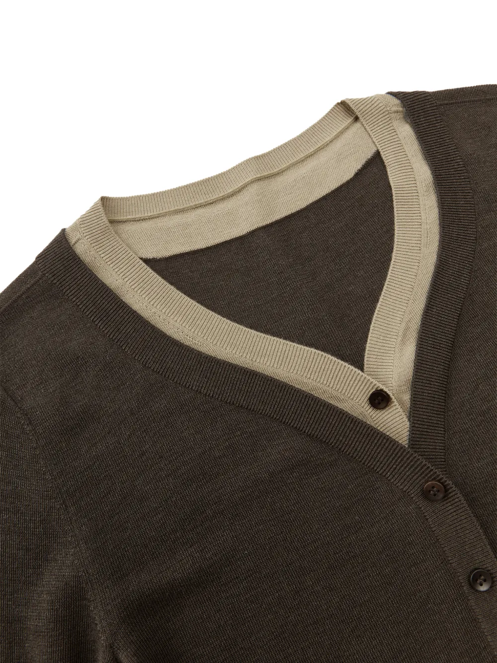 Less Layered-effect Button-placket Sweater In Brown